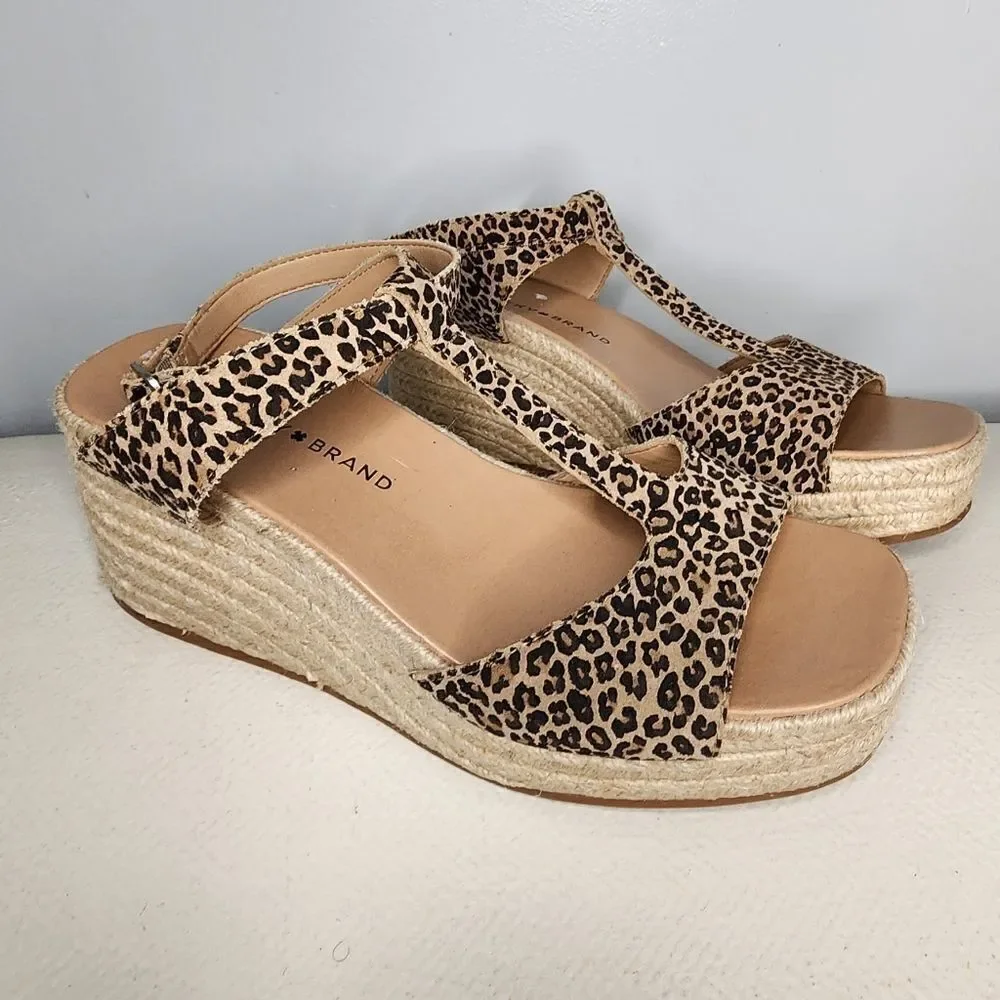 Lucky Brand Women's Valki T-Strap Espadrille Platform Sandals Sophia Leopard 8.5